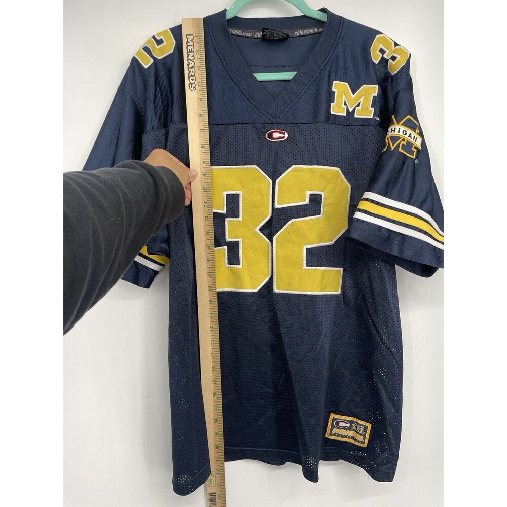 Vintage 90s Y2K Colosseum Univ of Michigan Wolverines Jersey #32 Blue Yellow - Picture 12 of 16